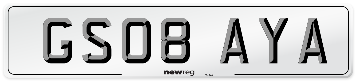 GS08 AYA Number Plate from New Reg